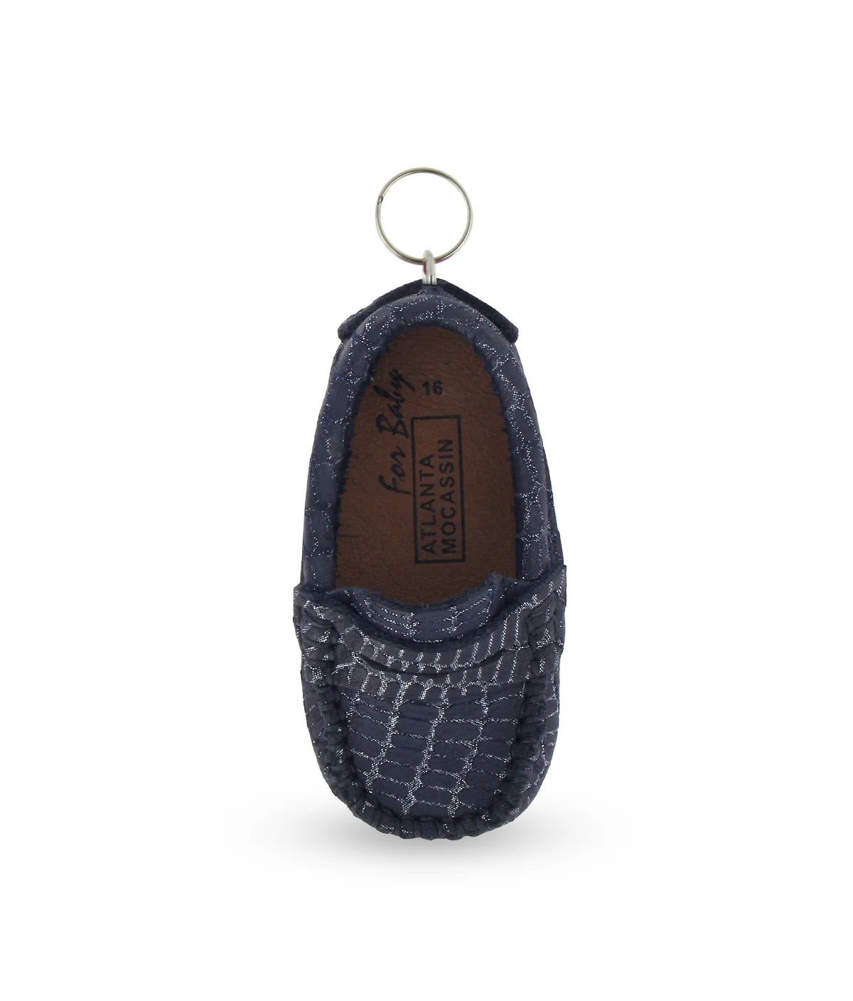 Porta-chaves Mini Mocassin - pele azul-marinho e prateado - Image 3