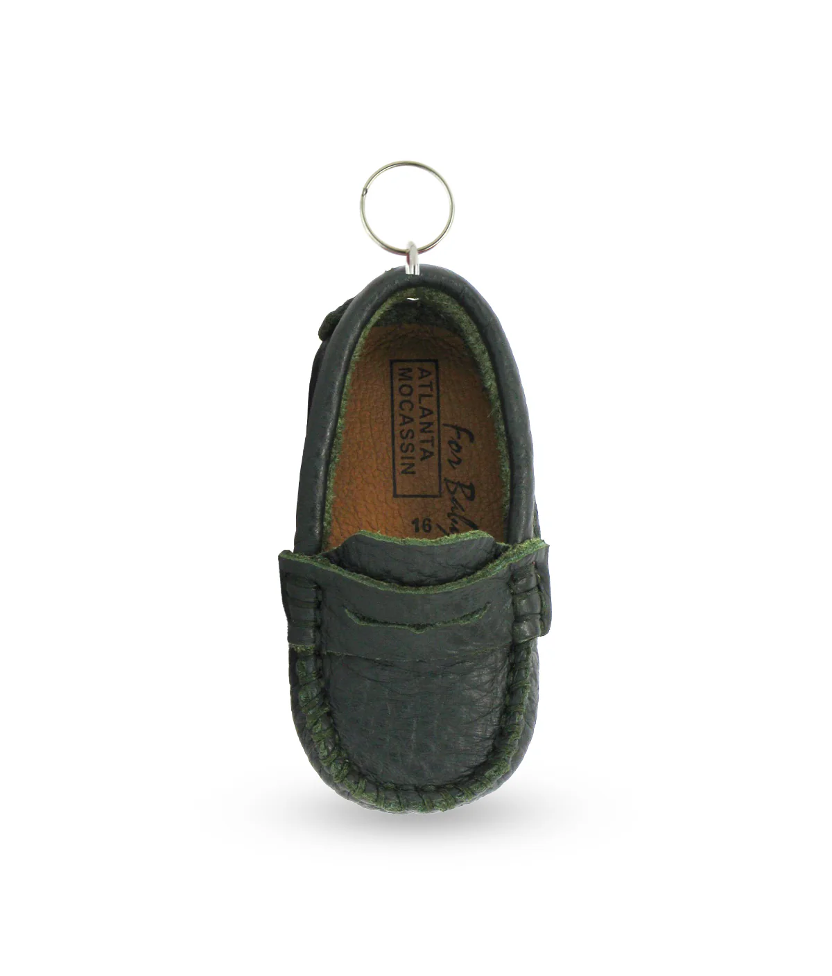 Porta-chaves Mini Mocassin - pele gravada verde - Image 3
