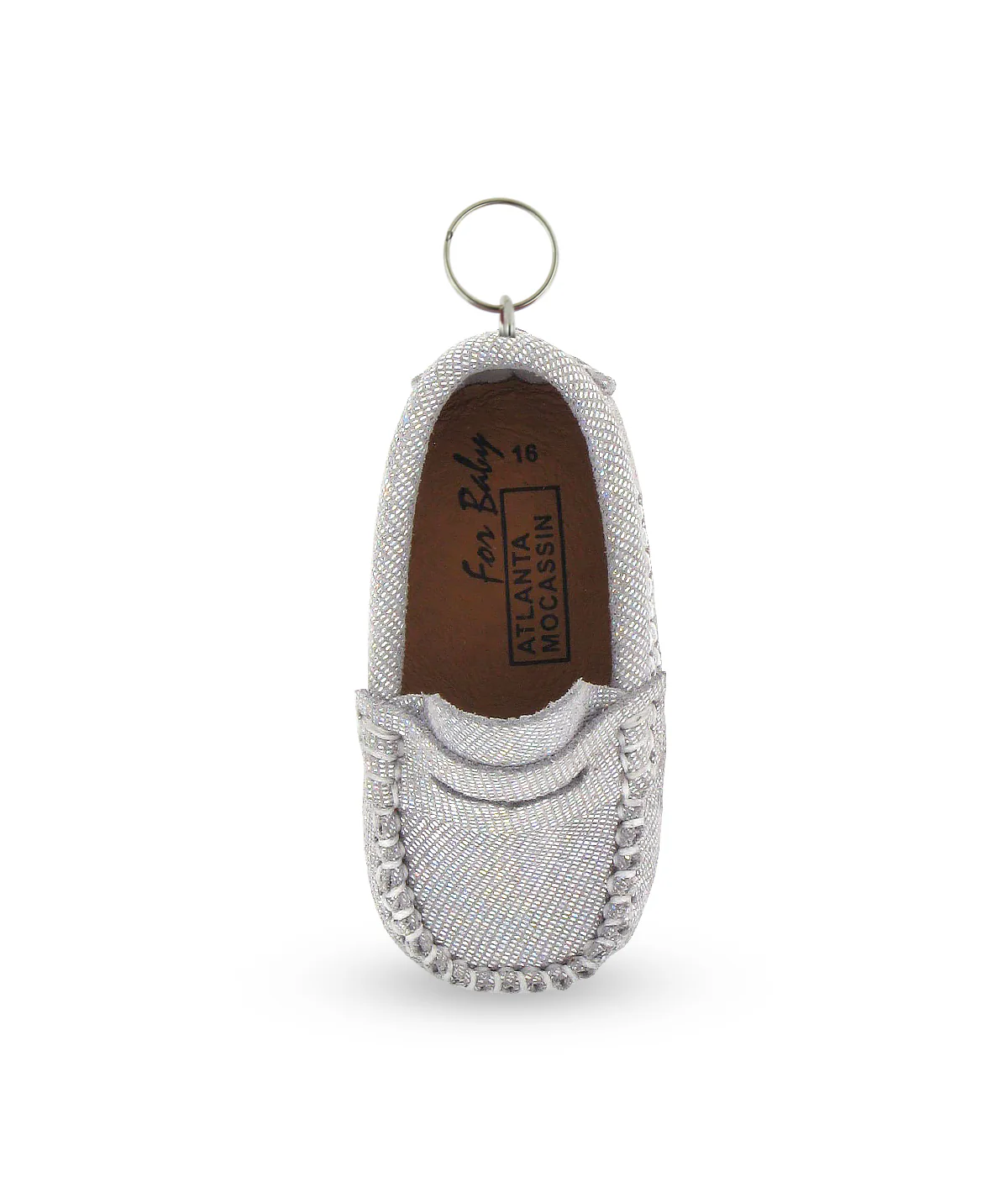 Porta-chaves Mini Mocassin - pele prateada brilhante - Image 3