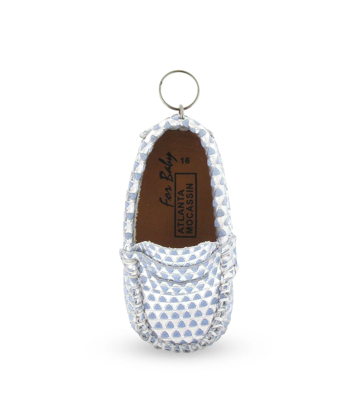 Porta-chaves Mini Mocassin - pele prateada e azul-claro - Image 3