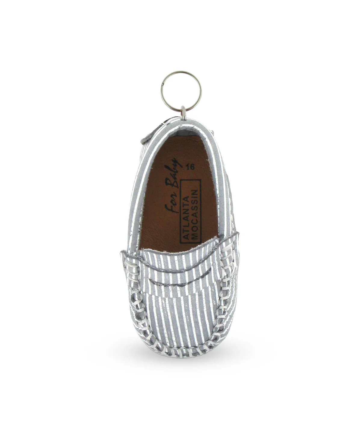 Porta-chaves Mini Mocassim - pele riscas prateada - Image 3