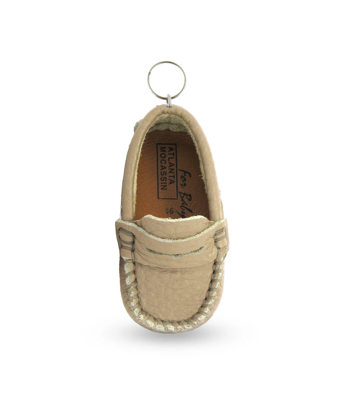 Porta-chaves Mini Mocassin - pele gravada taupe - Image 3