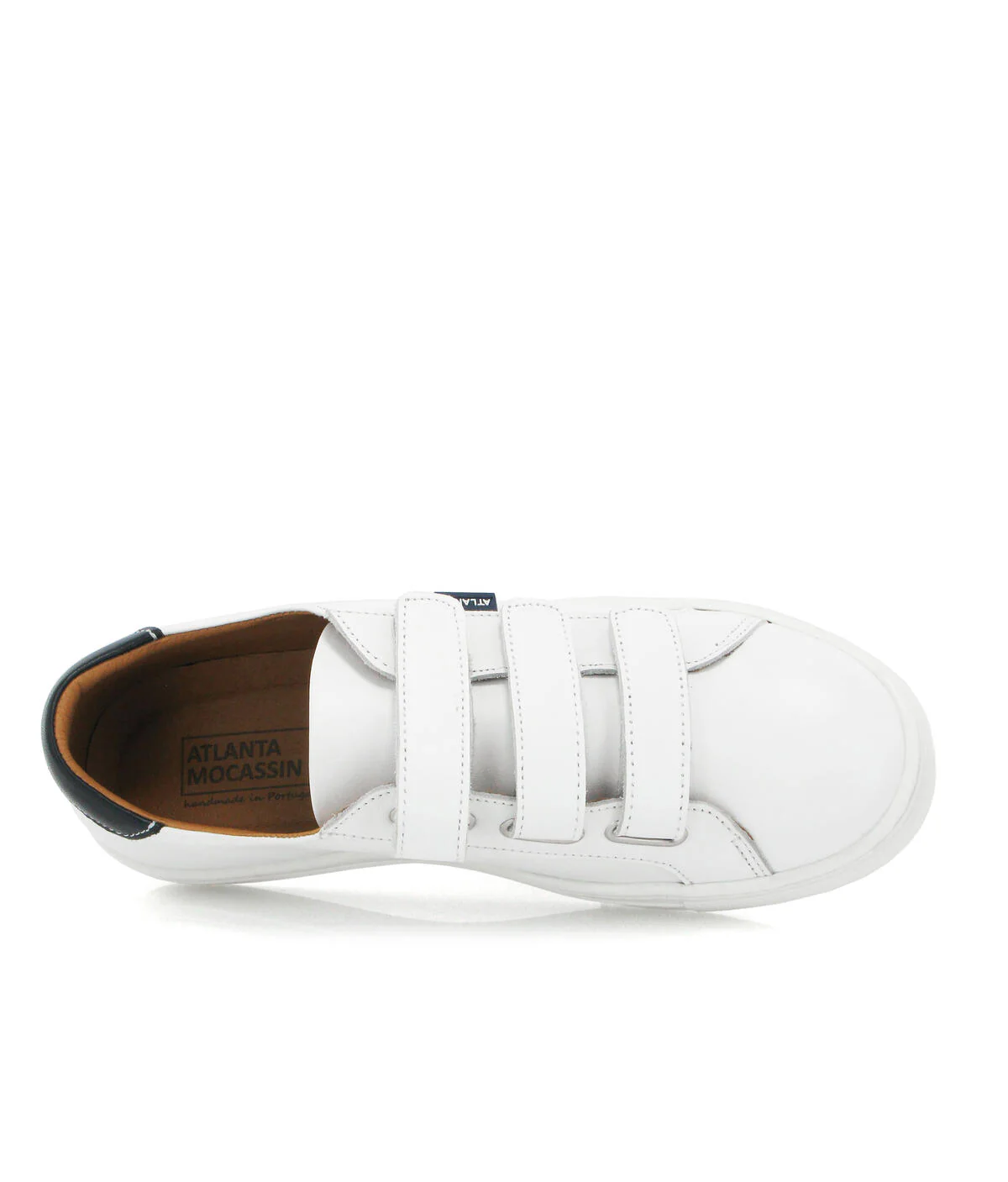 Sapatilhas 3 Straps - pele branca e azul marinho - Image 5